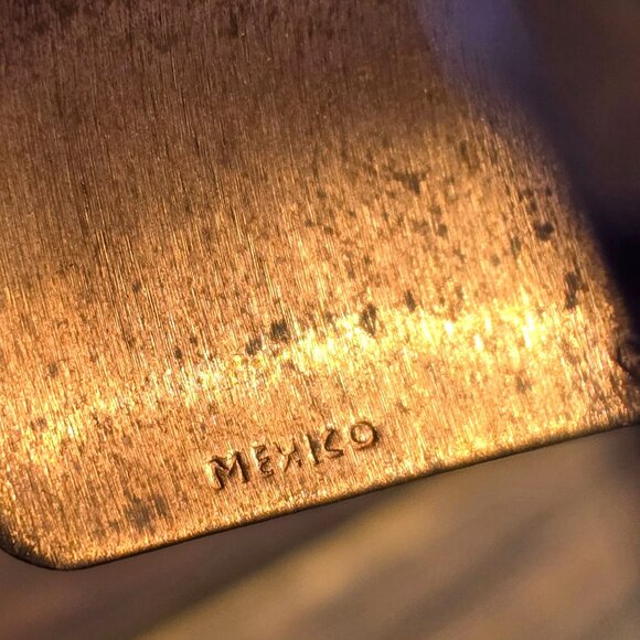 VTG Cobre Copper & Brass Turquoise Inlay Butterfly Wide Cuff Bracelet 7" Mexico - Picture 10 of 11